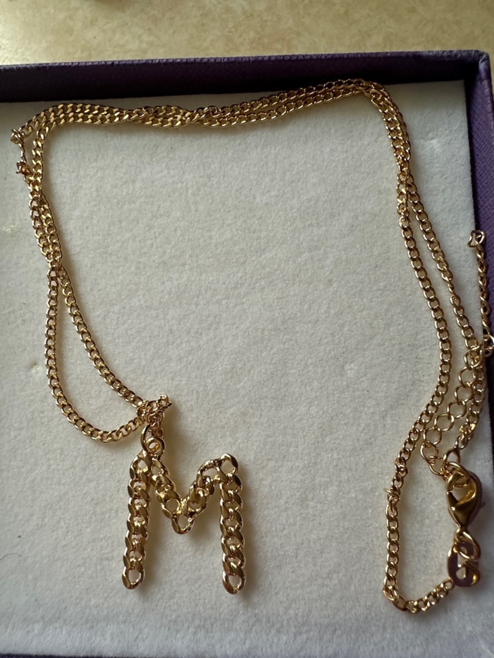 Gold-Tone 'M' Initial Pendant Necklace - Women Jewelry ( Brazilian gold filled)